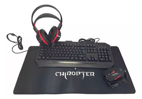 Combo Gamer Alambrico Alfombra Rgb Teclado Mouse Audífonos