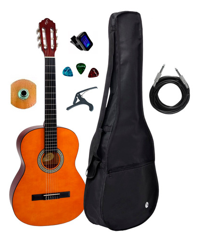 Kit Violão Elétrico Giannini Nylon N14 Natural Completo