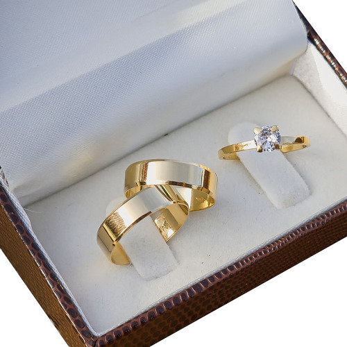 Alianças De Casamento Ouro 18k Legítimo 6mm Anatômica + Anel