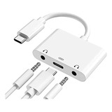 Skysmile Usb C To Dual Trrs 3.5mm Aux Headphone Jack Adapter With Charging, Type C Earphone Audio Splitter Converter, Compatible For Samsung, 2018 iPad Pro, Google Pixel, Htc, Huawei Etc
