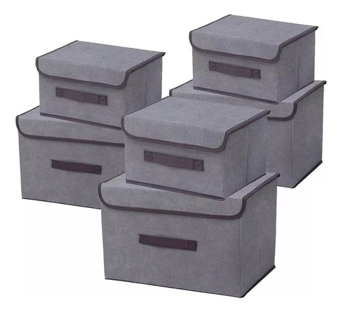 6pcs Cajas De Almacenamiento Portáti Tela Plegable Con Tapa 