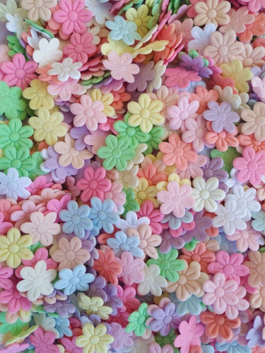 Mini Flor Em Tecido Para Aplique 100 Peças Cores Candy