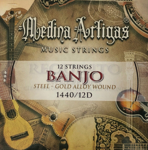Encordado Banjo De 12 Cuerdas Medina Artigas Steel Gold
