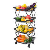 Carrito Cesta Estante Organizador De Cocina 4 Niveles Metal