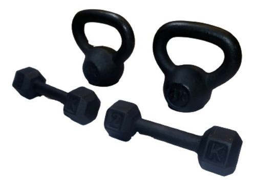 Kit Gym Pesas Mancuernas Par 2 K, Y Par Rusas 4 K Fitness  