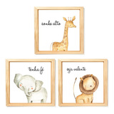 Quadro Decorativo Infantil Safari Baby Aquarela Com Frases