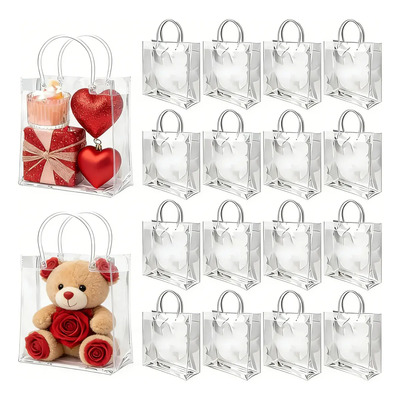 40 piezas Bolsa Con Asa Transparentes 20x20x8cm bolsas de plastico regalos recuerdos para bautizo bolsas para regalo bolsas con asa recuerdos de boda bolsa impermeable Decoraciones para fiestas | MercadoLibre