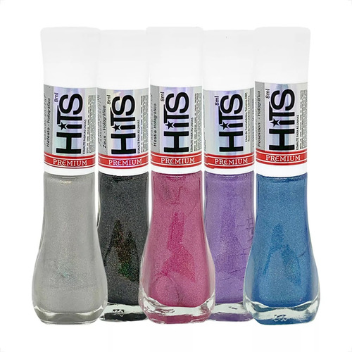 Kit Esmalte Hits Holográfico Premium No Olimpo 5 Cores