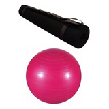 Colchonete Yoga Tapete Bola Exercicios 65 Cm Kit Com 2 Peças Cor Preto/rosa