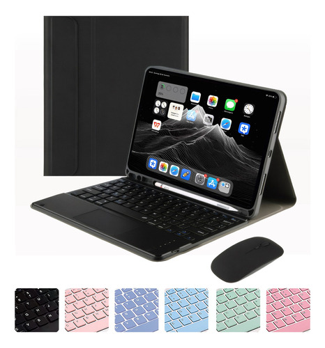 Capa + Mouse + Teclado Touch Para iPad 7ª/8ª/9ª Geração