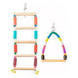 2 Brinquedo Para Pássaros Escada Balanço Gangorra Premium