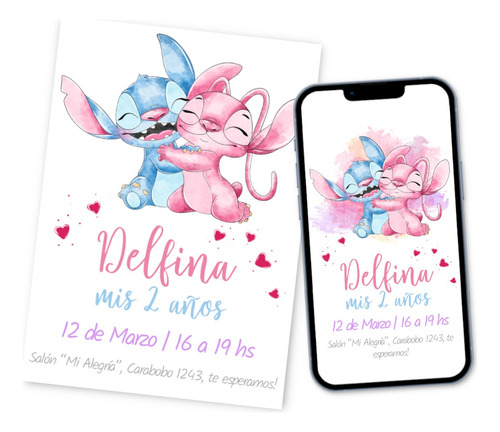 Kit Imprimible Stitch And Angel Invitaciones Candy Editable