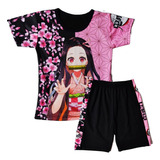 Playera Y Short Nezuko Kamado Demon Slayer Anime Vacaciones