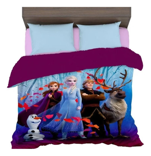 Edredon Individual Reverso Borrega Disney Frozen (1.5x2m)