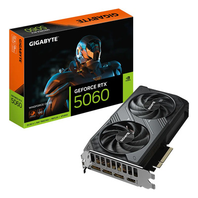 Tarjeta de Video GIGABYTE GeForce RTX 5060 WINDFORCE OC 8G GDDR7 2 Fan DLSS 4 PCI Express 5.0 IA | Meses sin interés