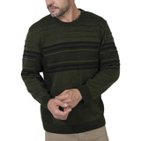 Suéter De Homem Tricôt -quebec- Blusa Inverno Verde Militar 