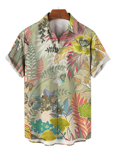 Camisa Hawaiana Con Estampado Vintage De Playa