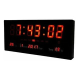 Reloj Pared Digital Led Alarma Calendario 36cm Temp + Fecha
