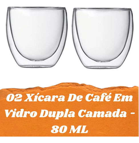 Jogo 2 Xicara Parede Duplo 80ml Nespresso Cafe/cha