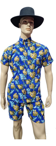 Conjunto Short Camisa Hombre  Playa Hawaiana