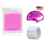 Kit 100 Microbrush + 2 Fitas Micropore + 10 Pares Pads 