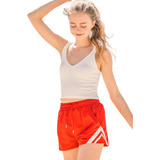Short Transpirable Deportivo Mujer Gym Yoga Rojo/blanco