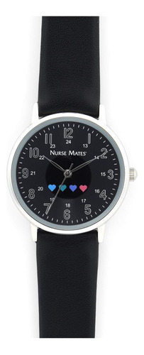 Reloj Mates Con Correa De Corazones Negro Estilo Militar