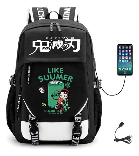 Mochila De Carga Usb Anime Demon Slayer