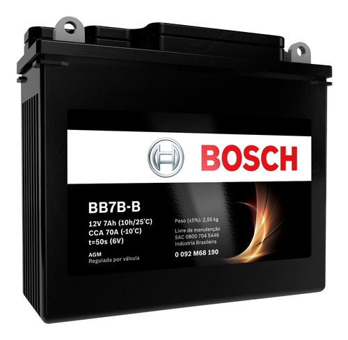 Bateria Honda Xr 200 12v 7ah Bosch Bb7b-b (yb7b-b)