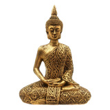 Buda Hindu Dourado Estatua Decoração Sentado Resina 19,5cm
