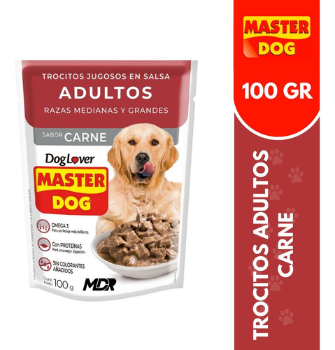 Master Dog Sachet Trocitos Jugosos 100gr X10 Und | Mdr