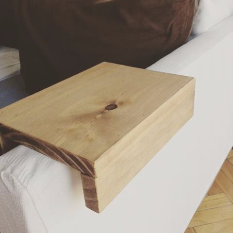 Mesa Auxiliar Apoya Brazos Sillon Madera Bandeja