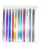 Pack 12 Extensión De Pelo Con Brillo Grittler 50cm