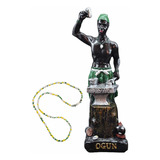 Orisha Ogun Santeria Figura En Resina Fina 30 Cm + Collar 