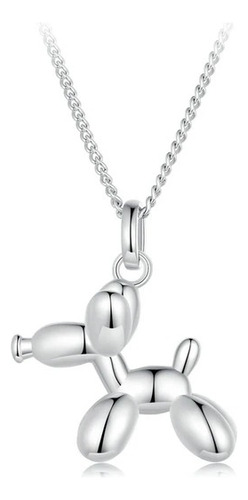 Collar Cadena Para Mujer Perro De Globo En Plata 925