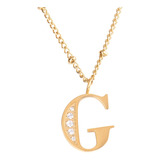 Collares Mujer Inicial Letras Baño Oro 18k Zirconias Luckyly Color Oro G