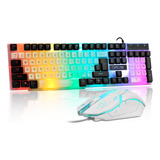 Combo Teclado Y Mouse Juegos Rgb-chonchow Teclado Con Cable