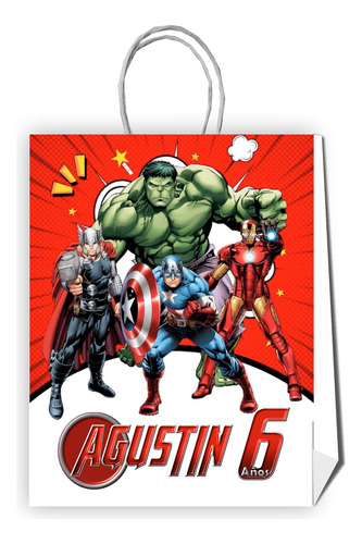 10 Bolsas Cumpleaños Personalizadas Avengers Los Vengadores