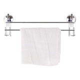 Toallero Doble Barral Con Sopapa De Pared Cormado Baño 40 Cm