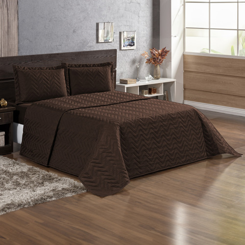 Colcha Cobre Leito Casal Queen Matelado 3 Peças Cama Box