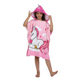 Toalha De Banho Infantil Capuz Poncho Unicórnio Menina Lindo