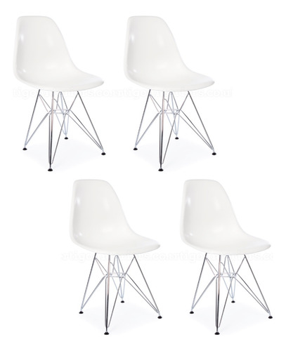 Set 4 Silla Eames Comedor Base Metalica Dsr P- Alto Impacto