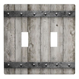 Puerta De Granero De Madera Rustica, Gris, 2 Bandas, Cubiert