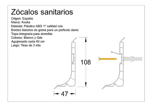 Zócalo Sanitario Origen España P/cámara Frigorificas Y Hogar -calidad Muy Superior De Material Y Labios De Goma Estanco