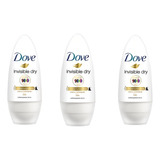 Desodorante Rollon Dove 50ml Feminino Invisible - Kit C/3un