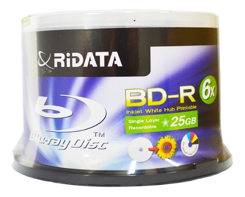 Blu Ray Virgen Printable Ridata 6x 25 Gb Bulk X 50 Bluray