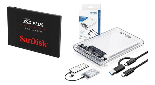 Hd Externo = Ssd Sandisk 1tb Sata 3 + Case + Cabo Usb 3.0