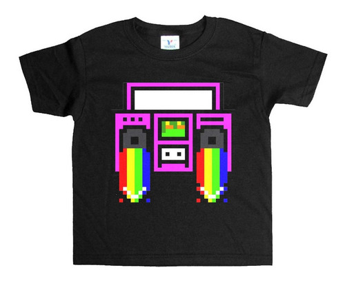 Remera Negra Adultos Pixel R139