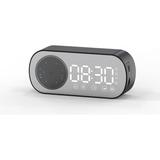 Reloj Despertador Digital Bluetooth Con Bocina Altavoz Mic Color Negro