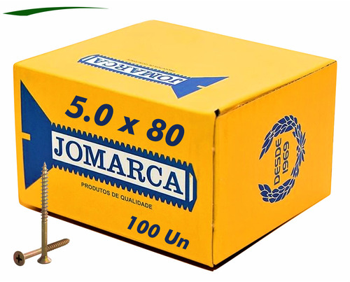 Parafusos Madeira Philips 5,0 X 80 (8cm) Cx 100 Pçs Jomarca